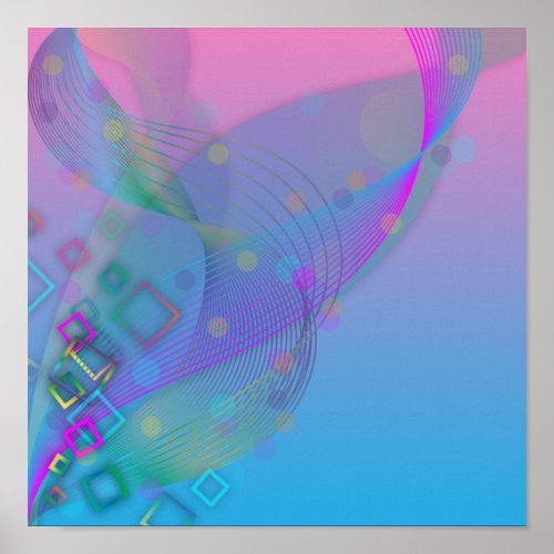 Pastel Abstract Graphic Geometric Digital Line Art Poster