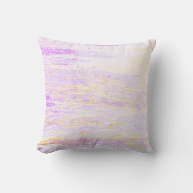 *~* Pastel Abstract Lavender Yellow Brush Strokes Throw Pillow (Front)