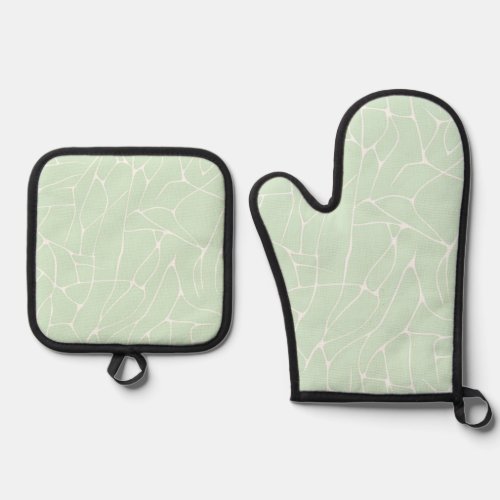 Pastel Abstract Minimalist Mint Green color  Oven Mitt  Pot Holder Set