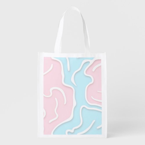 Pastel Abstract Minimalist Pink light Blue color Grocery Bag