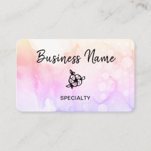 *~* Pastel Abstract Ombre Peach Logo QR Girly Business Card