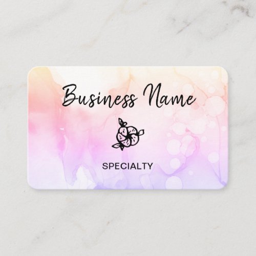  Pastel  Abstract Ombre Peach Logo QR Girly Business Card