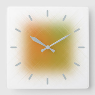 Pastel Abstract Orange and Lime Square Wall Clock