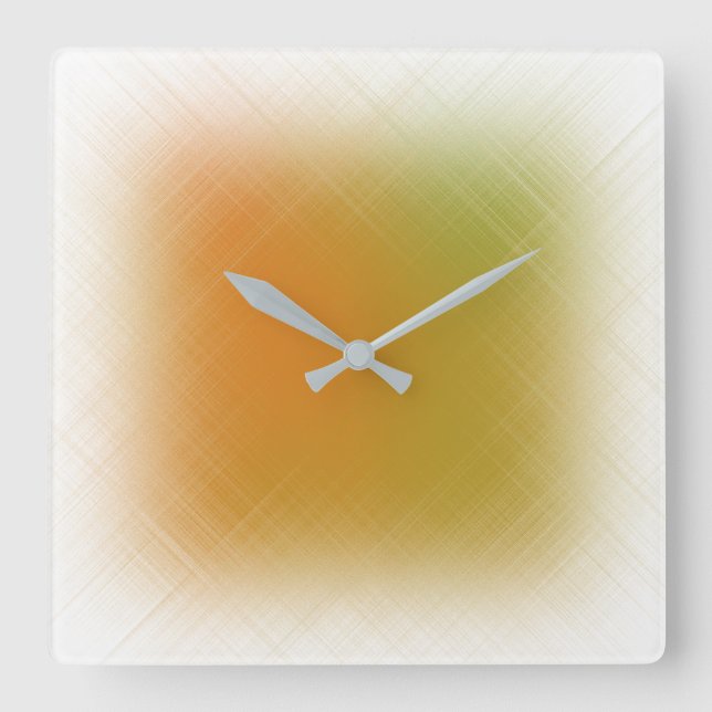 Pastel Abstract Orange and Lime Square Wall Clock (Front)