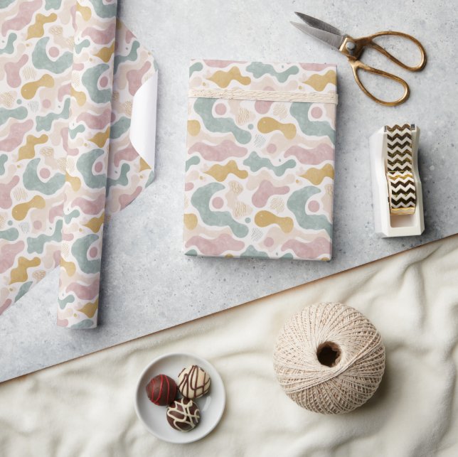 Pastel Abstract Organic Shapes Pattern  Wrapping Paper (Crafts)