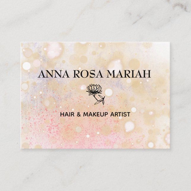 *~* Pastel Abstract Pink Peach Flower Lotus Business Card (Front)