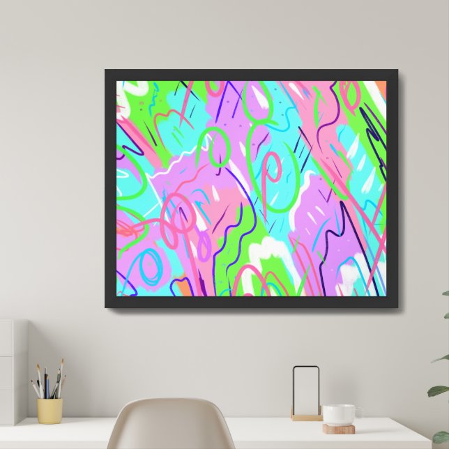 Pastel Abstract Pop Art  Framed Art (Home Office)