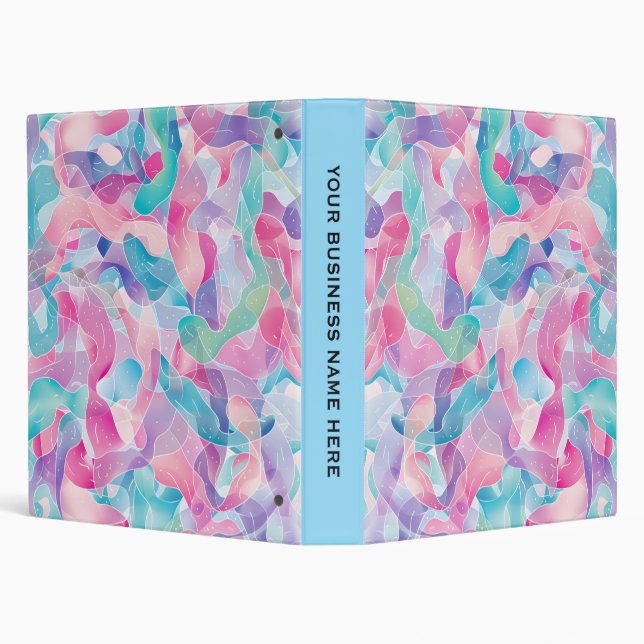 Pastel Abstract Ribbon Pattern 3 Ring Binder (Background)