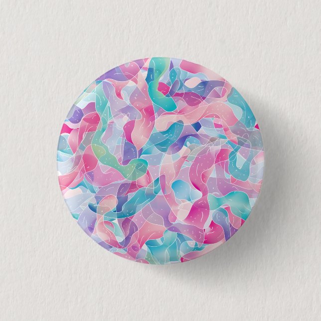Pastel Abstract Ribbon Pattern Button (Front)