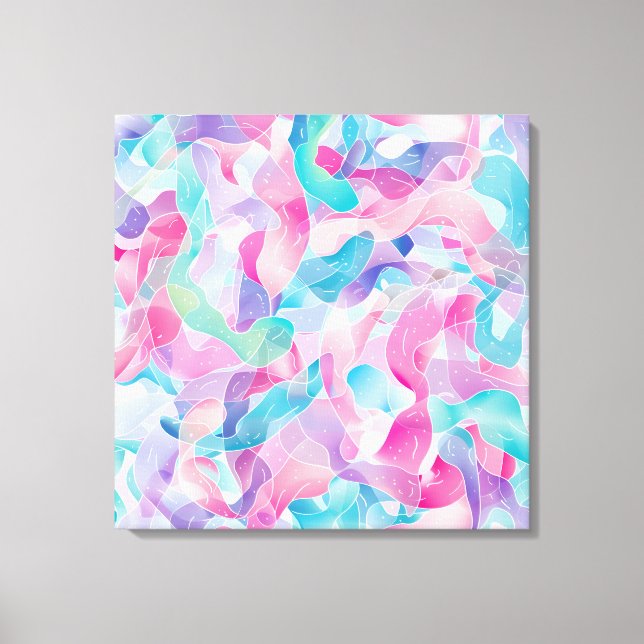 Pastel Abstract Ribbon Pattern Canvas Print (Front)