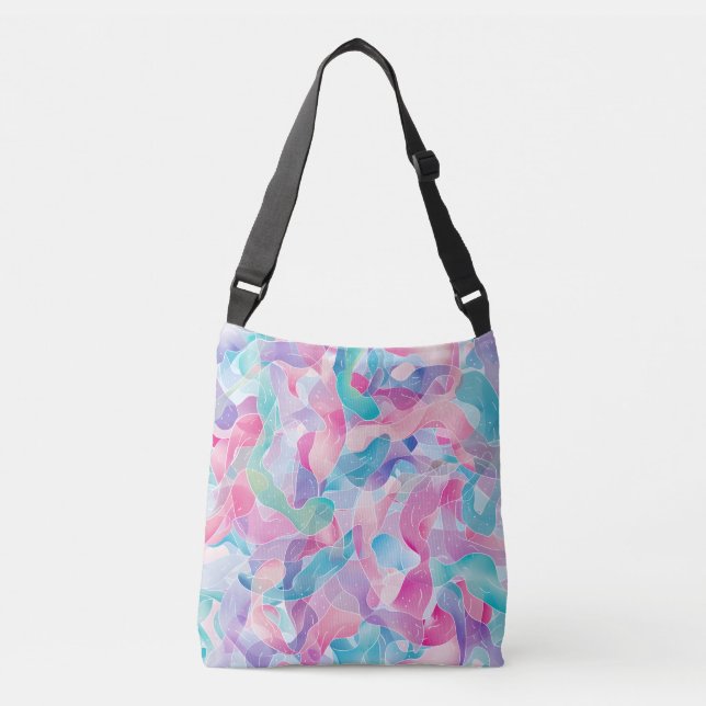 Pastel Abstract Ribbon Pattern Crossbody Bag (Front)