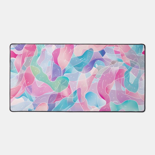 Pastel Abstract Ribbon Pattern Desk Mat (Front)