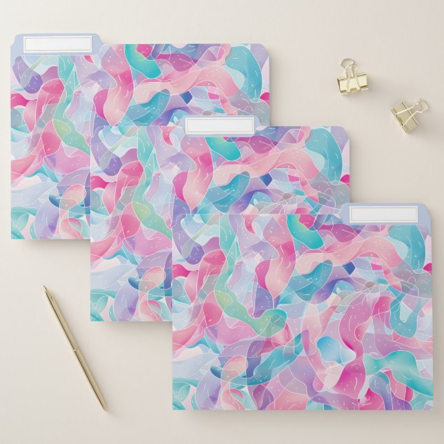 Pastel Abstract Ribbon Pattern File Folder (Set)