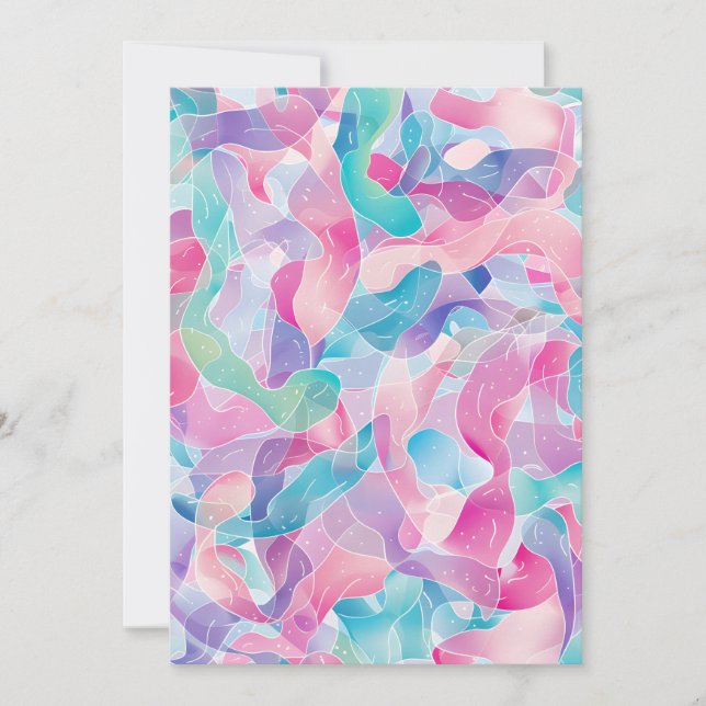 Pastel Abstract Ribbon Pattern Holiday Card (Front)