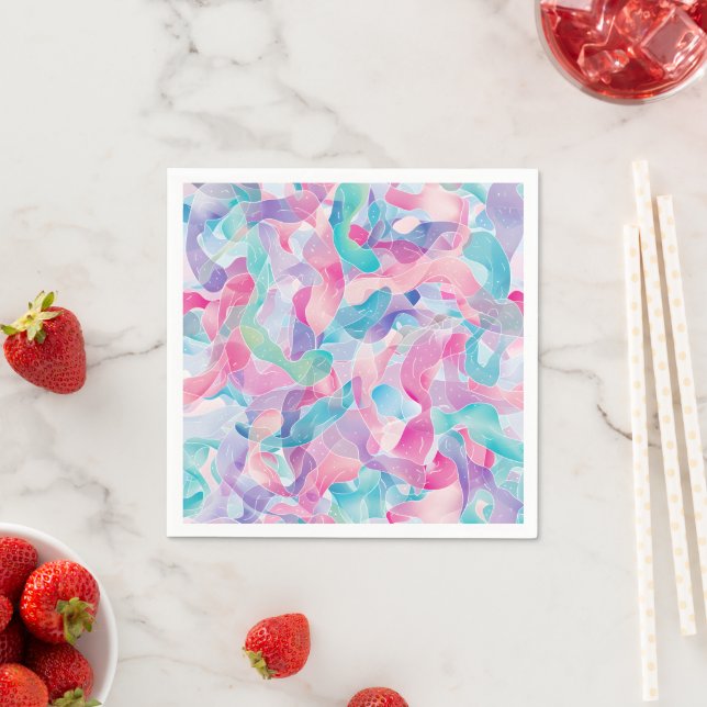 Pastel Abstract Ribbon Pattern Napkins (Insitu)