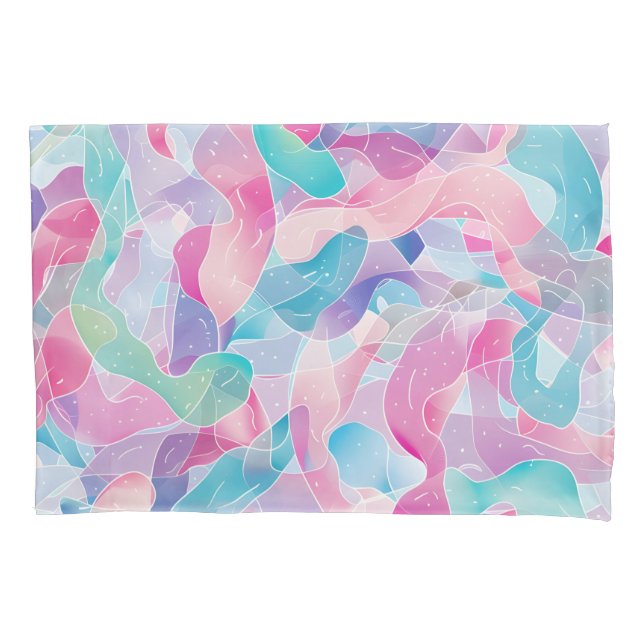 Pastel Abstract Ribbon Pattern Pillow Case (Front)