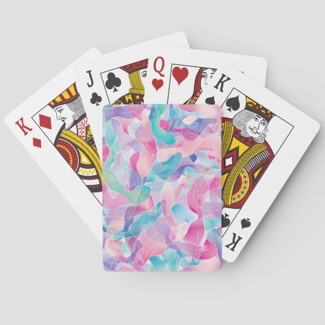 Pastel Abstract Ribbon Pattern Poker Cards (Back)