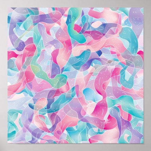 Pastel Abstract Ribbon Pattern Poster