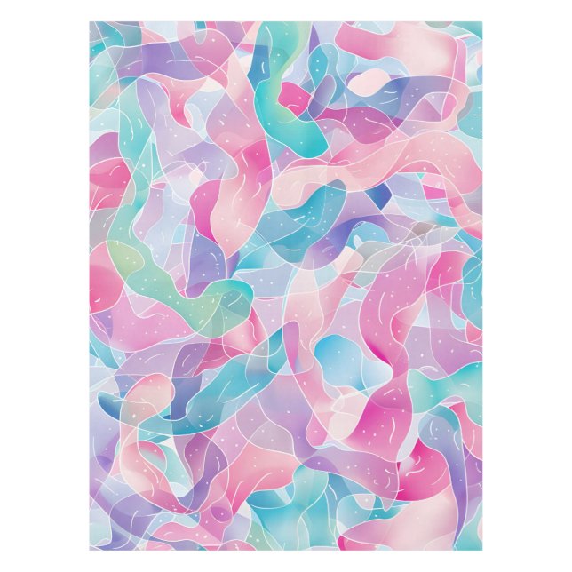Pastel Abstract Ribbon Pattern Tablecloth (Front)