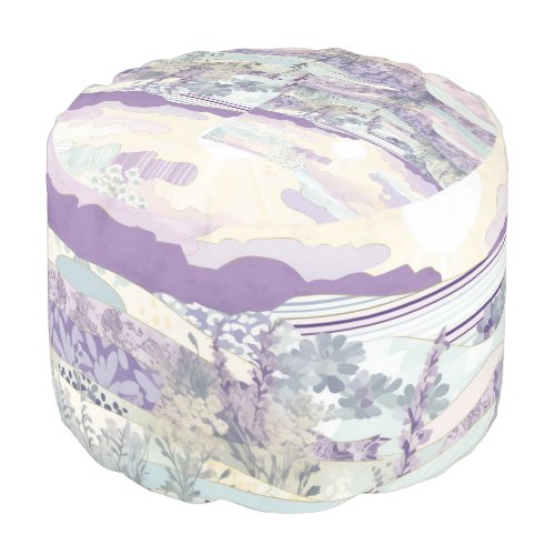 *~*  Pastel Abstract Round  Ethereal Flowers Pouf
