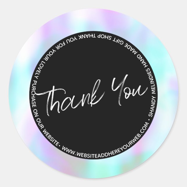Pastel Abstract Script Business Thank You   Classic Round Sticker (Front)