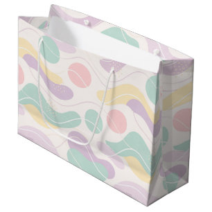 Pastel Abstract Seamless Pattern Waves and Circles Large Gift Bag
