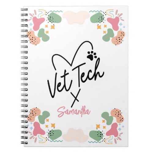 Pastel abstract shape pattern Vet Tech Heart Notebook
