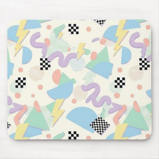 Pastel Abstract Shapes Pattern Design Mouse Pad (Front)
