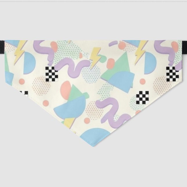 Pastel Abstract Shapes Pattern Design Pet Bandana Collar (Front)