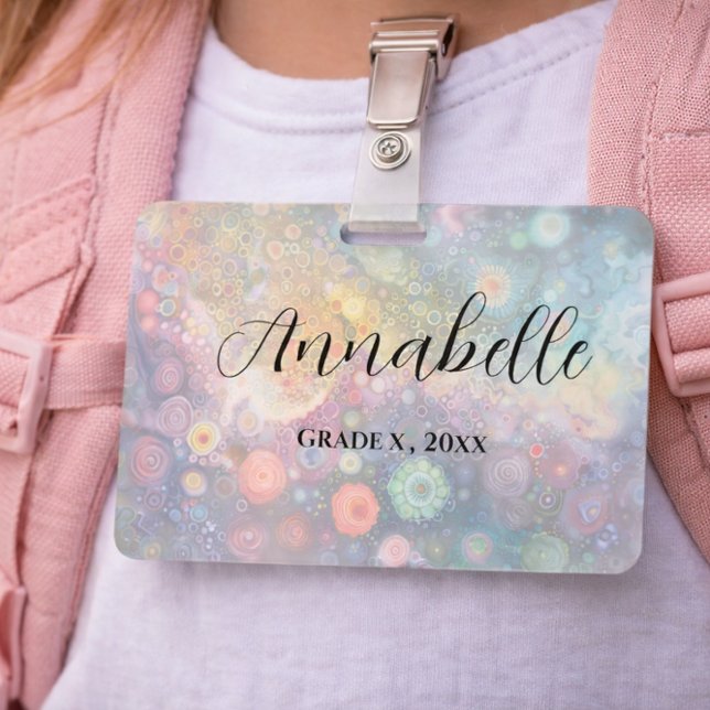 Pastel Abstract Student Name School Aesthetic Badge (Creator Uploaded)