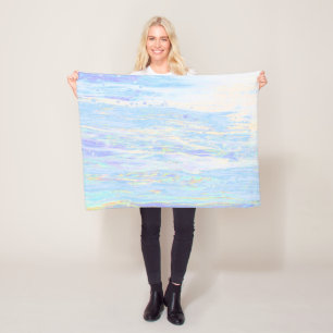 *~* Pastel Abstract Turquoise Baby Blue White Fleece Blanket