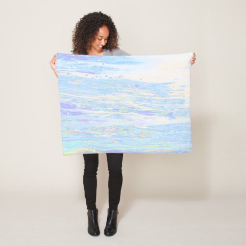  Pastel Abstract Turquoise Baby Blue White Fleece Blanket