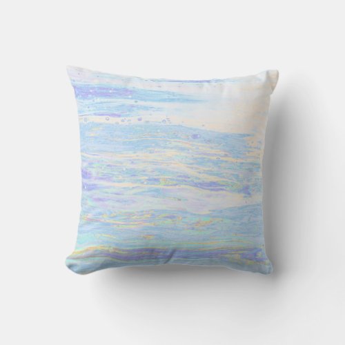  Pastel Abstract Turquoise Baby Blue White Throw Pillow