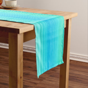 Pastel Abstract Turquoise Blue Green Pattern Short Table Runner