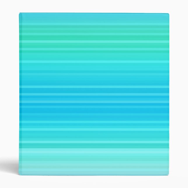 Pastel Abstract Turquoise Blue Green Stripes 3 Ring Binder (Front)