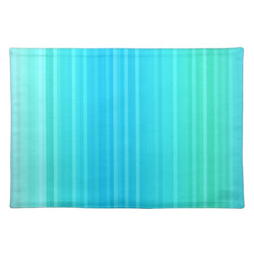 Pastel Abstract Turquoise Blue Green Stripes Cloth Placemat