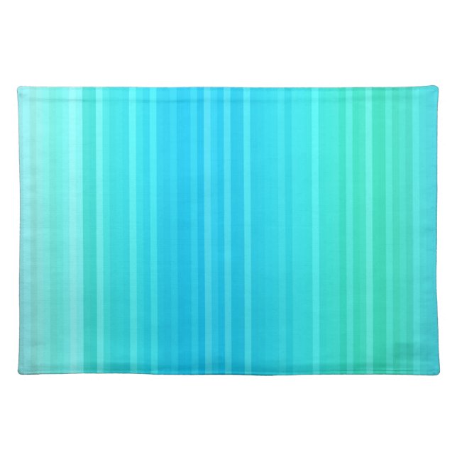 Pastel Abstract Turquoise Blue Green Stripes Cloth Placemat (Front)