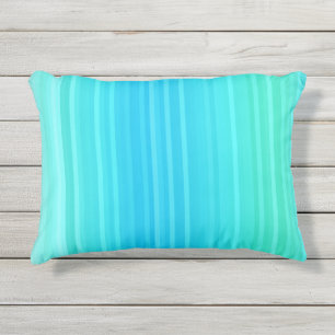 Pastel Abstract Turquoise Blue Green Stripes Outdoor Pillow
