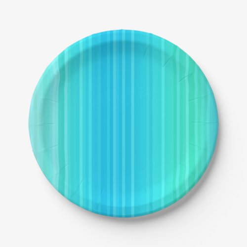 Pastel Abstract Turquoise Blue Green Stripes Paper Plates