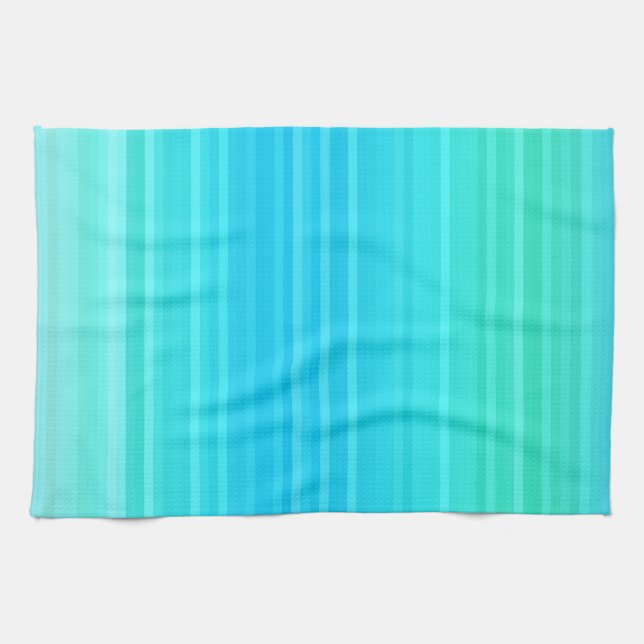 Pastel Abstract Turquoise Blue Green Stripes Towel (Horizontal)