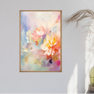 Pastel Abstract Watercolor Floral Wall Art Poster