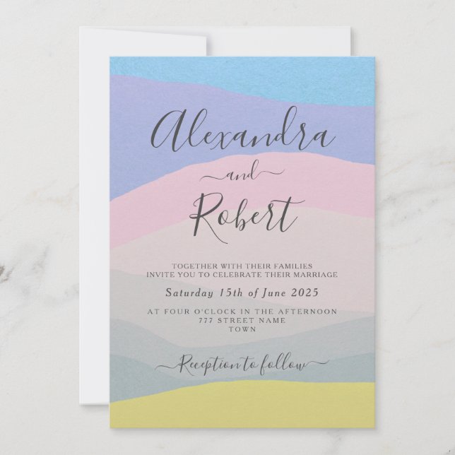 Pastel Abstract Watercolor Wedding Invite (Front)