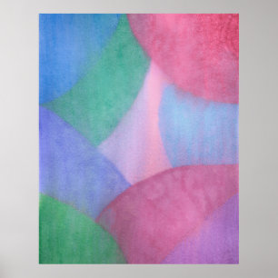 Pastel Abstract Watercolor with Overlapping Shapes Poster