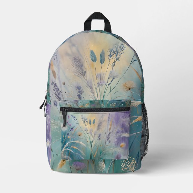 Pastel Abstract Whispers of Nature, Grasses II Printed Backpack (Front)