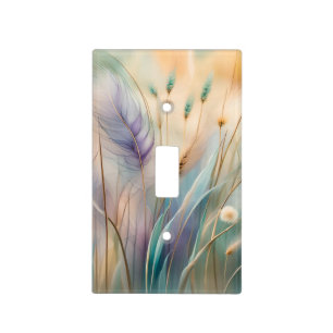 Pastel Abstract Whispers of Nature, Grasses Light Switch Cover