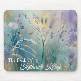 Pastel Abstract Whispers of Nature, Grasses Mouse Pad