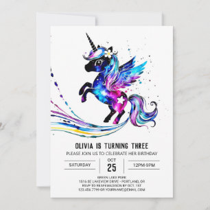 Pastel Adorable Unicorn Digital Birthday Invitation