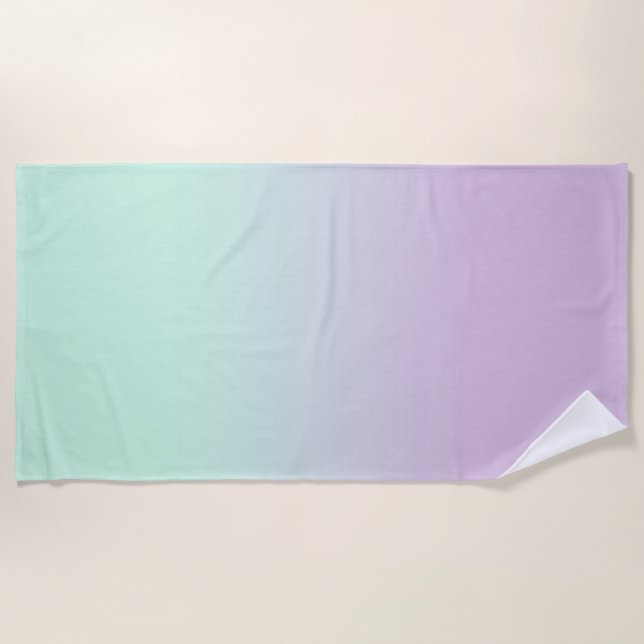 Pastel Aesthetic Mint And Lilac Gradient Ombre  Beach Towel (Front)