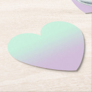 Pastel Aesthetic Mint And Lilac Gradient Ombre Paper Coaster