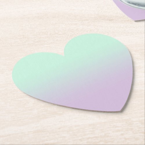 Pastel Aesthetic Mint And Lilac Gradient Ombre   Paper Coaster